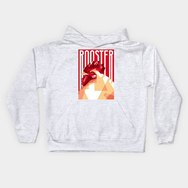 Rooster Art Kids Hoodie by RJWLTG